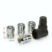 Гайки секретные 12 x 1,25 x 32 тройной никель/хром конуc закрытые универсальные ключ 19-21 мм