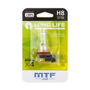 Лампа MTF light H8 12V 35W LONG LIFE x4 блистер
