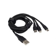 Шнур USB - MicroUSB/Type C/Lightning  (AURA TPC-U31B) 1,2м черн