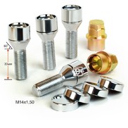 Болты секретные 14*1,5*33 мм, конус, хром, 2 ключа, 17-19 мм, вращающееся кольцо ВЕКТОР