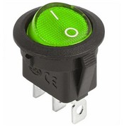 Переключатель 12 В круглый клавишный 20 А с подсветкой зеленой Rexant