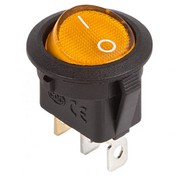 Переключатель 12 В круглый клавишный 20 А с подсветкой желтой Rexant