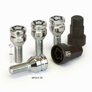 Болты секретные М12x1,50x28 тройной никель/хром конус универс. ключ 17-19 мм 675110F2