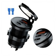 Разъем врезной USB +2TYPE C CR1050 круглый QS3.0+PD20W