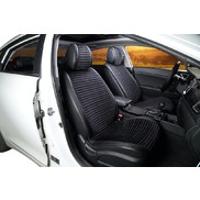 Накидка на сиденье CarFashion Monaco Plus велюр/экокожа черная 2 шт. [ 21826  ]